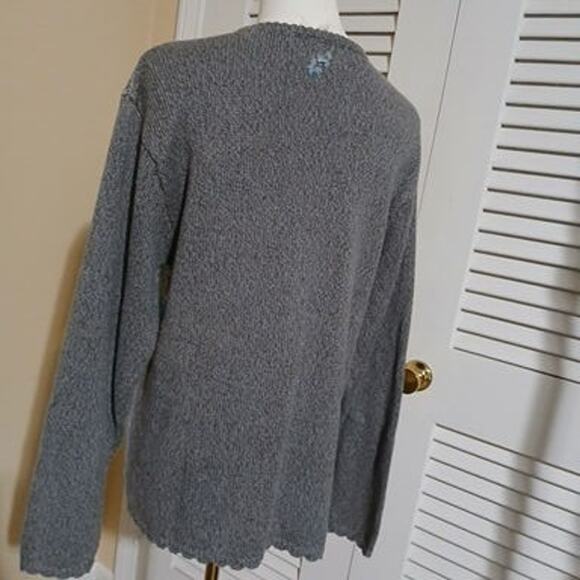 VTG Jantzen Classic Color Block Sweater Embroidered By Hand L/XL Grey/Aqua - Picture 16 of 16